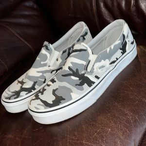 Vans shoes, size 9 and black, white and gray camo